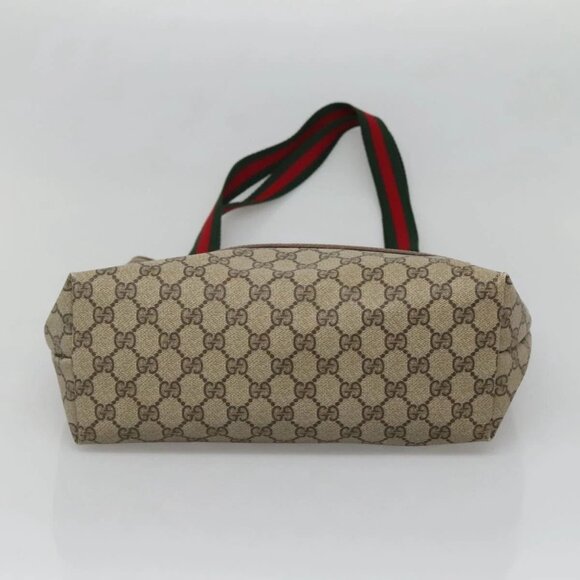 GUCCI GG Supreme Web Sherry Line Tote Bag PVC Beige Gold - Picture 5 of 15